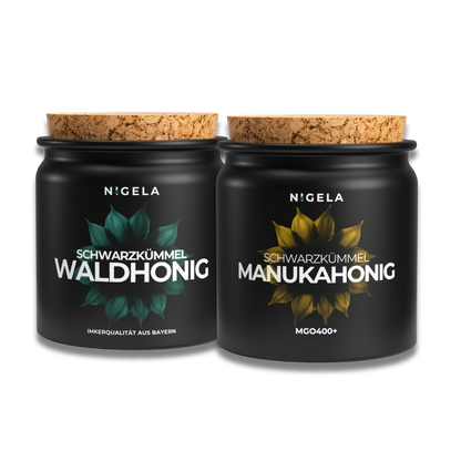 Goldene Kraft: Schwarzkümmel-Manuka Honig &amp; Schwarzkümmel-Waldhonig