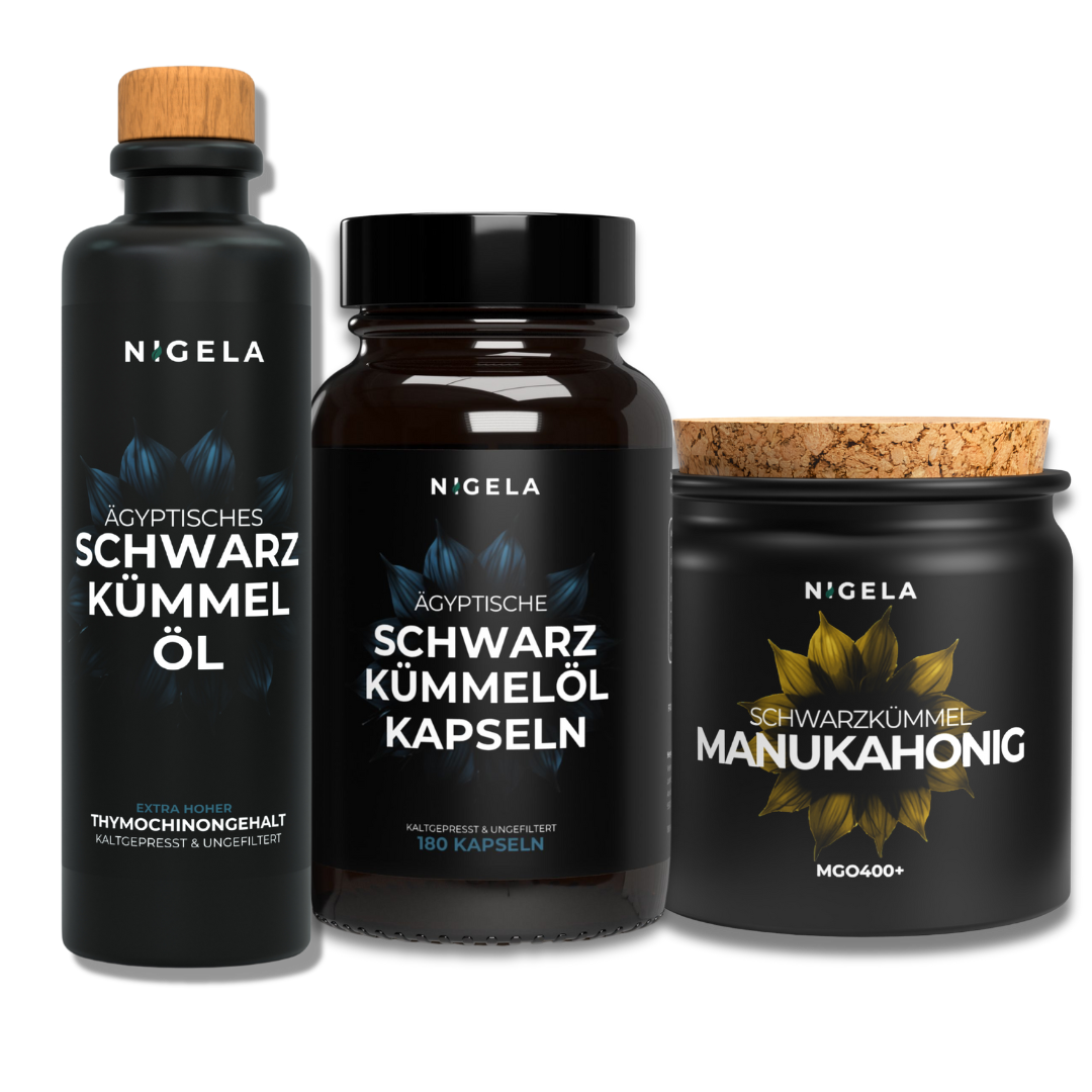 Naturkraft-Trio: Schwarzkümmelöl-, Kapseln &amp; Manuka-Honig