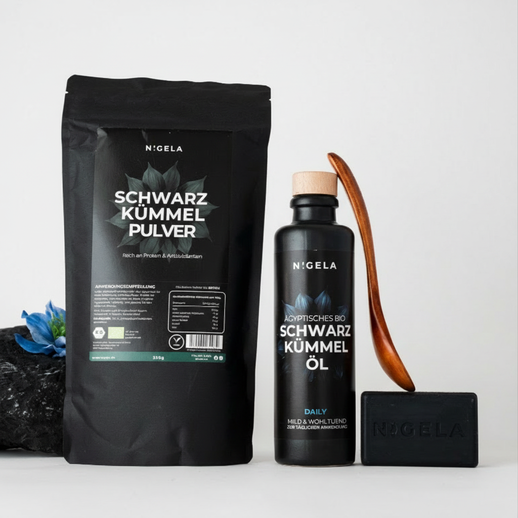 Nigela Beauty Bundle (Pulver + Daily 200ml + Shampoo + Holzlöffel)