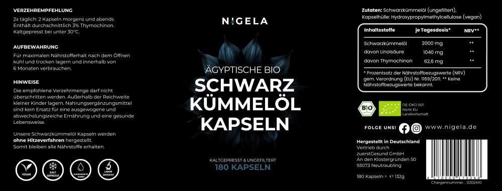 Bio Schwarzkümmelöl Kapseln
