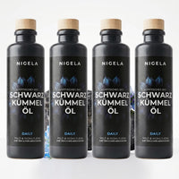 Nigela Schwarzkümmelöl Daily 200 ml im 4er-Set – vier dunkle Glasflaschen mit Holzverschluss, ägyptische Bio-Qualität

#Menge_4 Flaschen