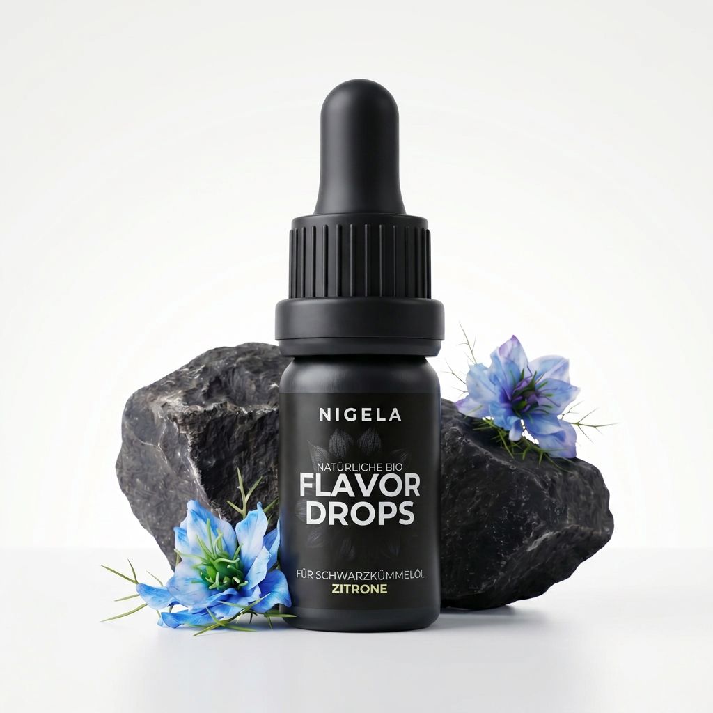 #Geschmack_Zitrone

Nigela Bio Flavor Drops Zitrone – natürliches Bio-Aromaöl für Schwarzkümmelöl, 5 ml